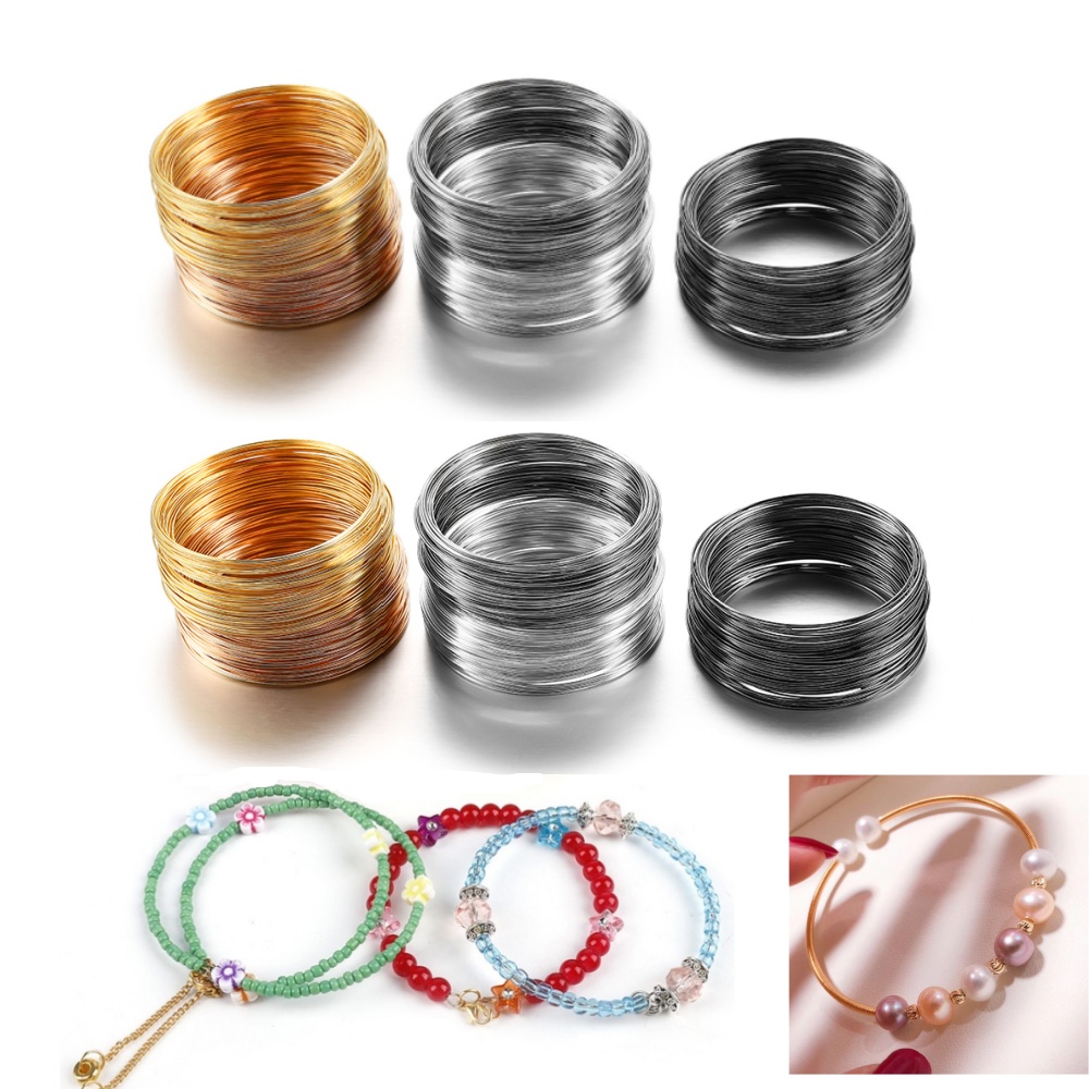 Memory Wire Bracelet - 100 anelli/lotto 0.6mm argento oro bronzo