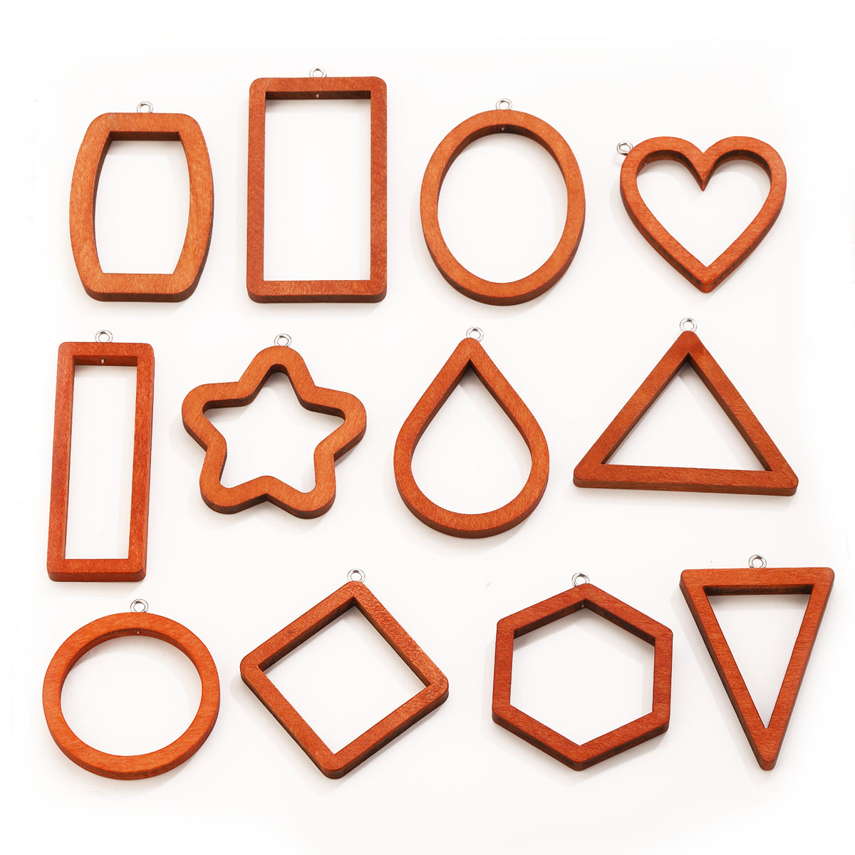 Pendant Blank Bezel - 10 Pezzi Ciondoli Geometrici in Legno