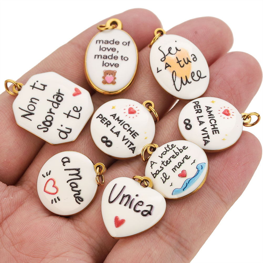 2 pezzi di ciondoli in acciaio - Jewelry Making Quotes recensione e prezzo