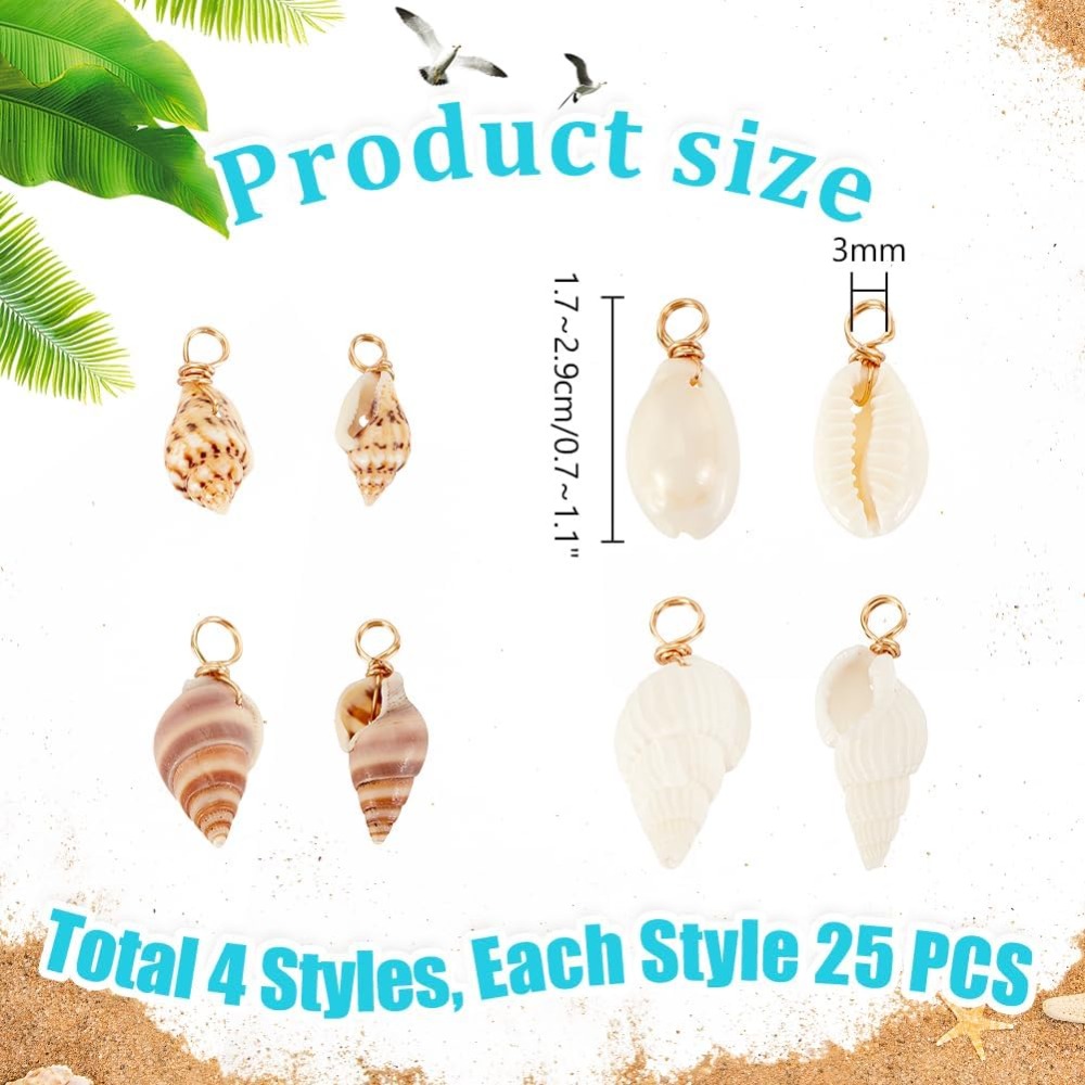100 pz 4 Stili Conchiglia Natu - Jewelry Making Tutorial recensione e prezzo